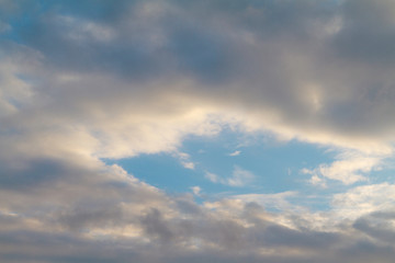 Blue sky covered with clouds and dark clouds