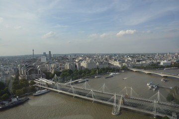 View of Hungerford and Golden Jubilee bridges from London Eye