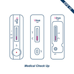 one step rapid test. Positive test result for the new rapidly spreading virus. medical check up tools icon or symbols
