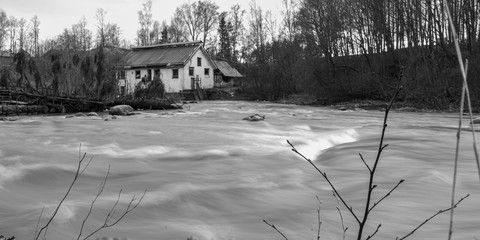 Old factory building by a river