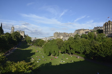 Princes Street Gardens with North Bridge in background, Edinburgh Scotland