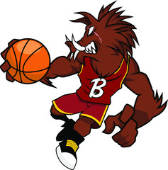 Basket Ball Mascot - Brown Boar