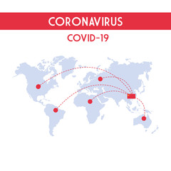 infographic from world planet with the propagation of the covid 19 by countries