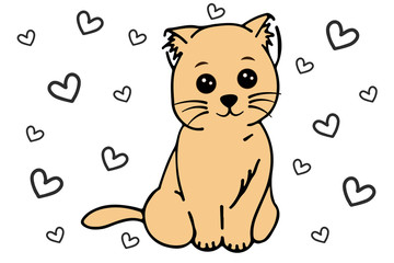 Cute cat in doodle style. Cat. Kitten.