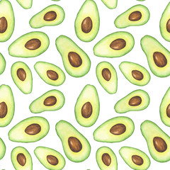 Watercolor Avocado Pattern