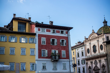 Fototapeta premium Old Buildings in Piazza del Duomo in Trento, Italy