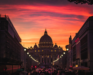 Sunset in Basilica of Saint Peter
