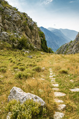 Sunny morning view of Boka Kotor Bay near Risan, Montenegro, Europe.