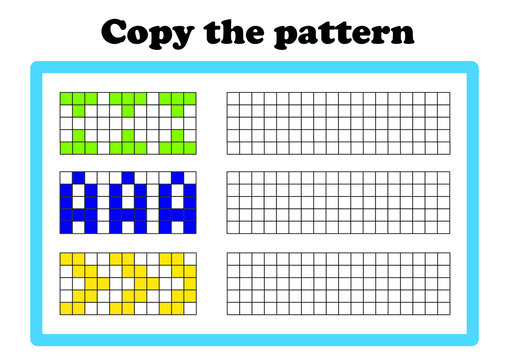 Copy the pattern - vector worksheet for children scaled for A4 print
