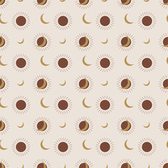 Minimalism in pastel colors. abstraction style. phases of the moon and the sun. mystical elements for your design. fashion and trend. Vector graphics