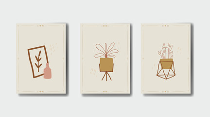 Minimalism in pastel colors. abstraction style. phases of the moon and the sun. mystical elements for your design. fashion and trend. Vector graphics