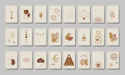 Fotobehang Abstract Minimalism in pastel colors. abstraction style. phases of the moon and the sun. mystical elements for your design. fashion and trend. Vector graphics  © chikovnaya