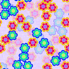 Watercolor seamless flower pattern with color backgound
