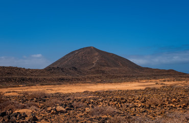 panorama of the mountain Vista la Caldera of Lobos in the canaries. Canary islands, Spain, october 2019.