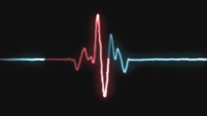 An amazingly cool and colorful abstract heartbeat signal in pink and blue. Signal of a medical device for studying heart rate and pulse. 4K video animation cardiogram. Screen mode for blending.