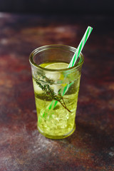 Lime Lemonade with thyme and ice.