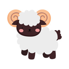 goat cartoon farm animal isolated icon on white background