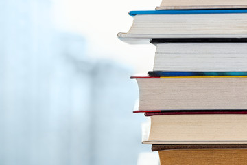 Books on a window background.