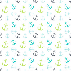 seamless pattern colored anchor on white background