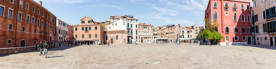 Fototapeta na wymiar Old town of Venice. Campo Sant Anzolo square in Venice, Italy