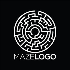 maze labyrinth logo template. vector illustration