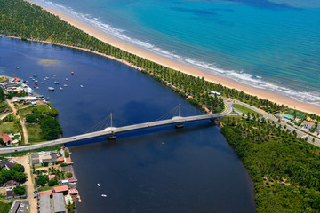 Paiva beach, highlighting the bridge architect Wilson Campos Junior, near Recife, Pernambuco,...