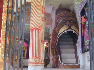 A Stair inside a lion's mouth in a Hindu temple in McLeod Ganj, India