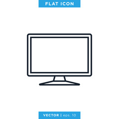 Desktop Monitor Icon Vector Design Template. Editable Stroke