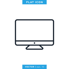 Desktop Monitor Icon Vector Design Template. Editable Stroke