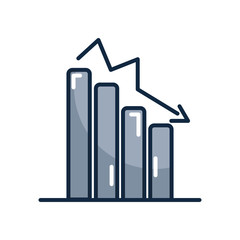 financial broke concept, descending bar graph icon, line color style