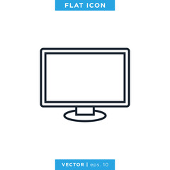 Desktop Monitor Icon Vector Design Template. Editable Stroke