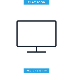 Desktop Monitor Icon Vector Design Template. Editable Stroke