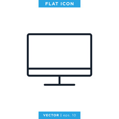 Desktop Monitor Icon Vector Design Template. Editable Stroke