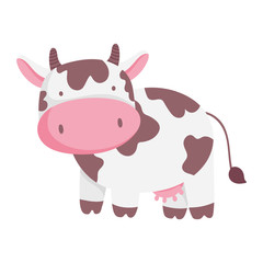 cow cartoon farm animal isolated icon on white background