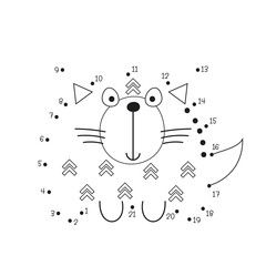 Dot to dot game - the cat. Numbers games for kids. Coloring page. Vector illustration.