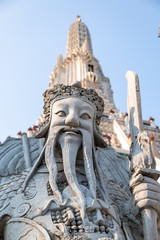Wat Arun temple in a blue sky. Wat Arun is a Buddhist temple in Bangkok, Thailand.