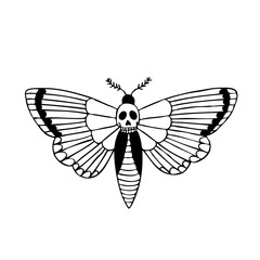 African deaths head hawkmoth illustration traditional tattoo flash