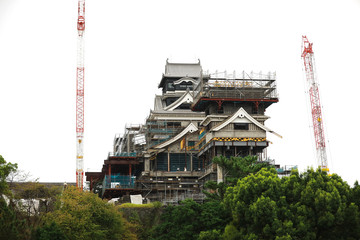 Kumamoto Castle is being repaired due to damange during the earthquake