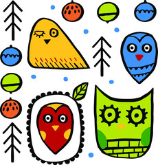 Colorful summer seamless background. Birds, abstraction. vector illustration