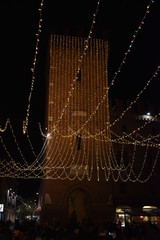 Tower with lights in the foreground