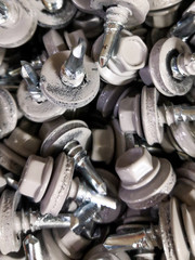 Nails with gray caps- metallic background texture - abstract design for DIY, construction and home improvement