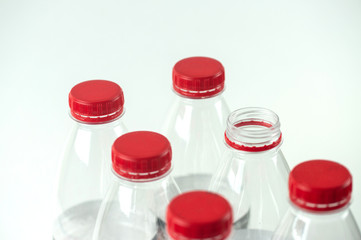 side view of plastic bottles, the concept of recycling plastic and garbage, the concept of separate garbage collection