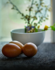 Natural rural eggs.