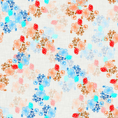 Watercolor seamless flower pattern with color backgound