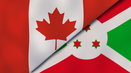 The flags of Canada and Burundi. News, reportage, business background. 3d illustration