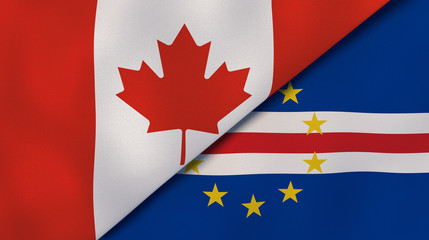 The flags of Canada and Cape Verde. News, reportage, business background. 3d illustration