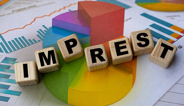 The concept of the word funding on cubes against the background of the graph