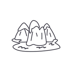snowy mountains icon, line style