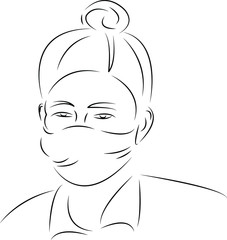 face of a woman in a respirator