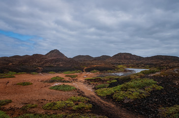 Lobos Island, Spain - March 15 2017: Isla De Lobos Lobos Island a largely unhabited volcanic island off the coast of Corralejo, Fuerteventura